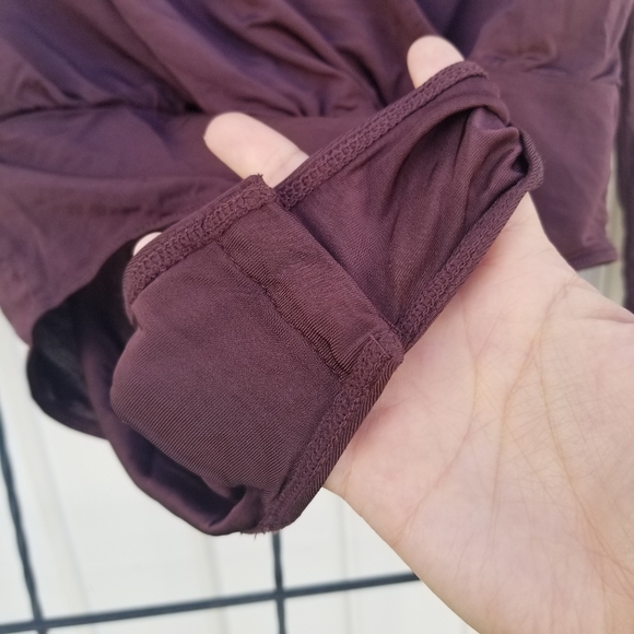 H&M silky burgundy brown long sleeve bodysuit M - Picture 3 of 9